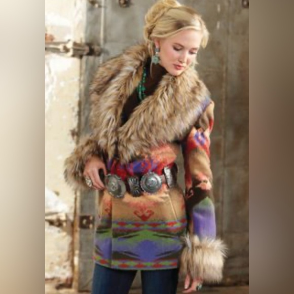 Tasha Polizzi Fur Trim Patterned Coat - Picture 8 of 8